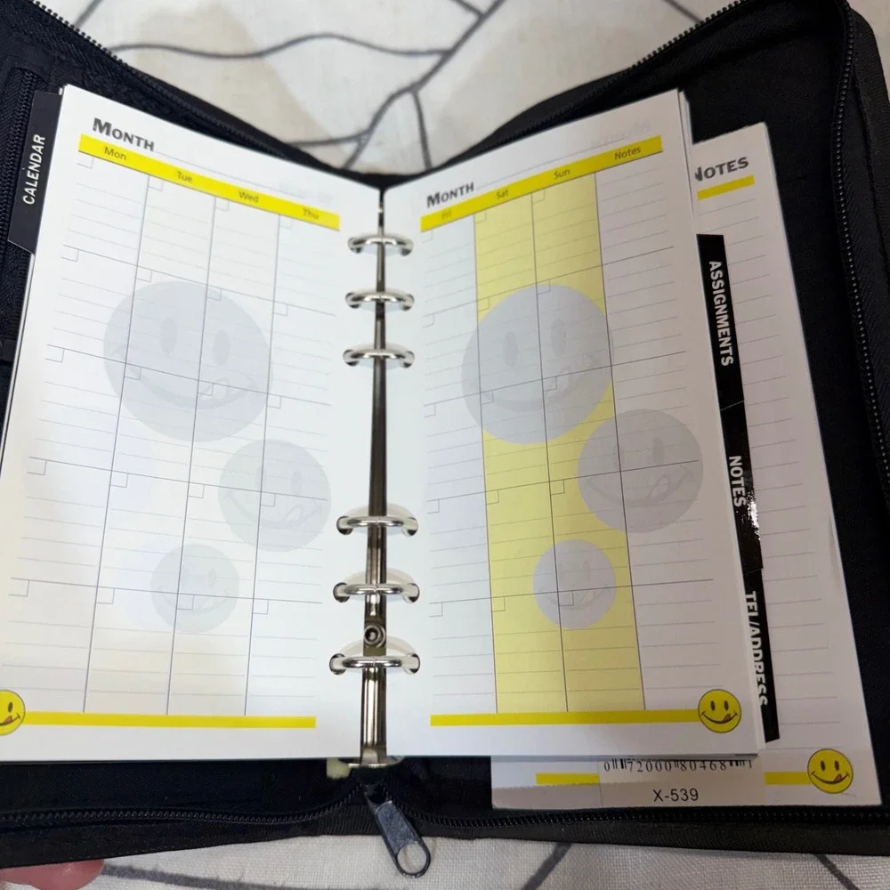 Joe Boxer VTG 2003 Planner Organizer Undated Striped Y2K Smiley Face 6-Ring